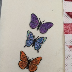 I really don't like the birds, so I made some butterflies to applique on my quilt top