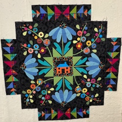 Somehow I managed to cut my appliqué rectangles at 4.5” x 5” instead of 5.5” so my borders will be too short. Not fun adding small pieces of background to each end of my borders to get to the right size. Gotta pay attention!!!