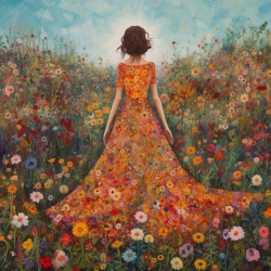 Cross Stitch pattern "Woman in a field of flowers" by Eder Jose Rosa