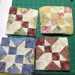 I did several of these squares with the squares done the wrong way.  They will be added to my quilt anyway.