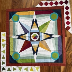 My idea for the two corners. I think I need one more on each end of the burgundy