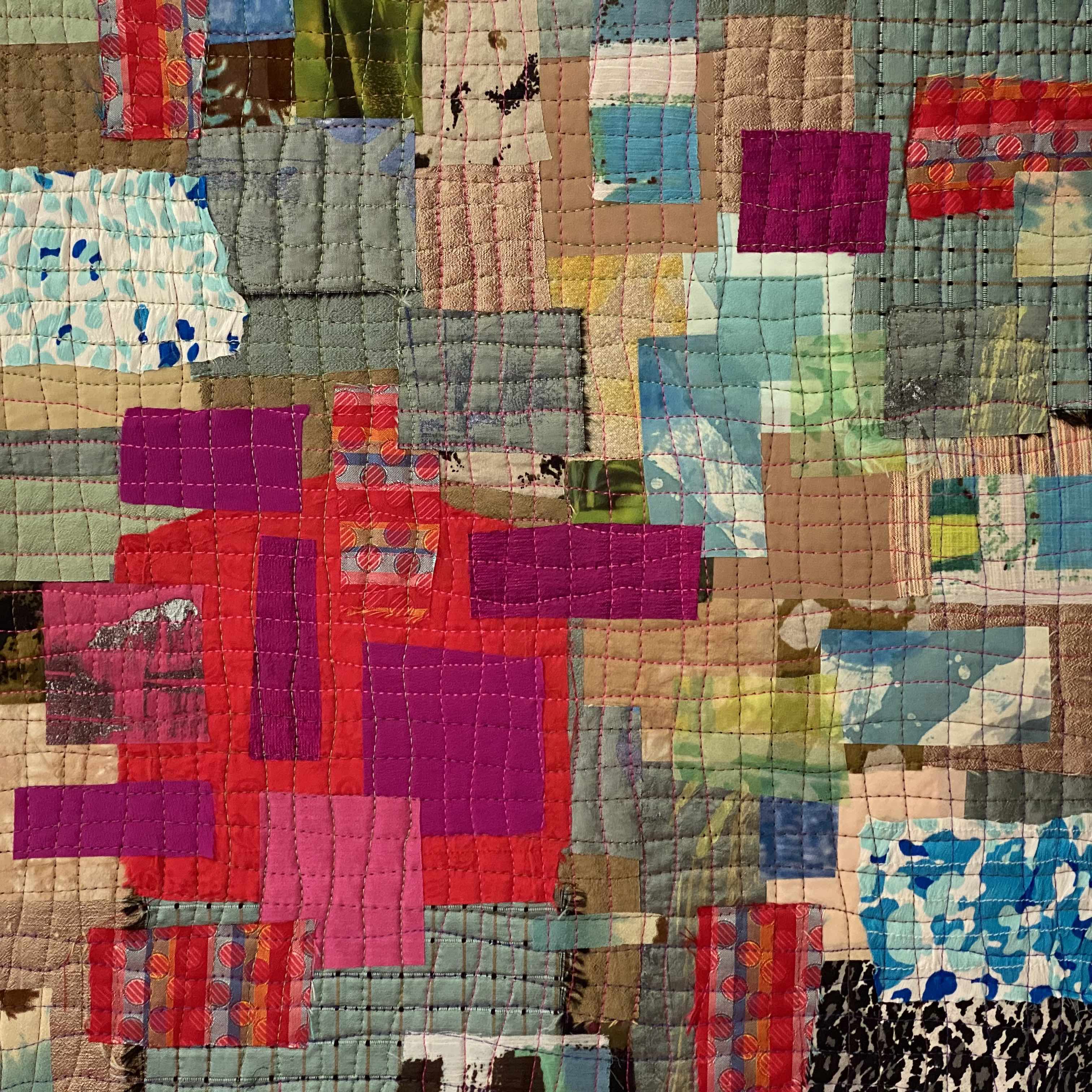 sue benner in progress abstract quilt 1