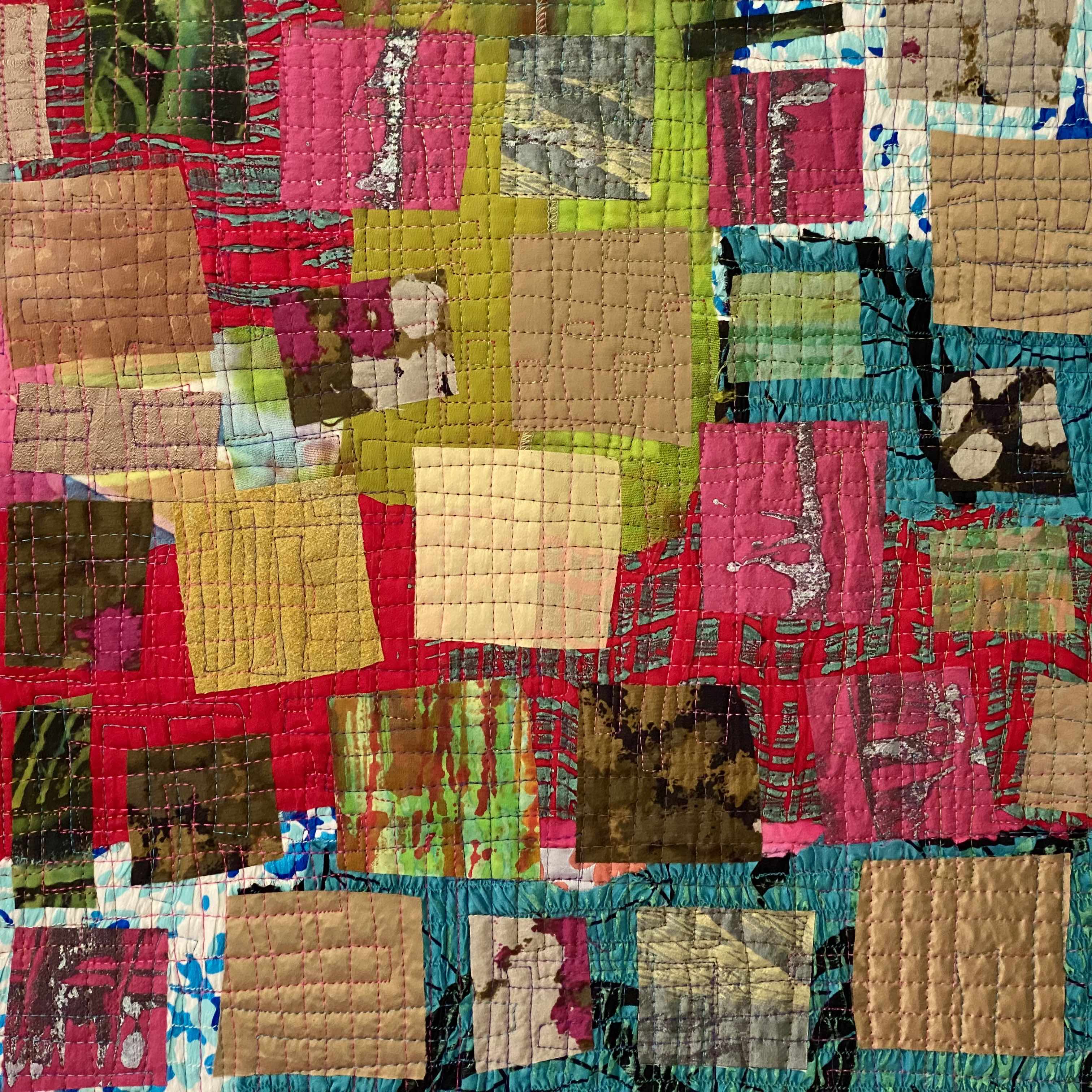 sue benner in progress abstract quilt 2
