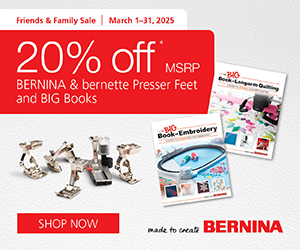 3 MONTHLY CREATE BERNINA- 237x154 20% Off Sale ACCESSORIES ENDS 3/31