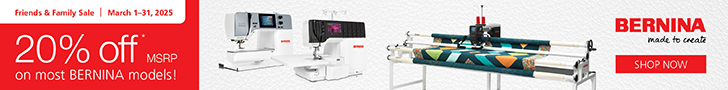 3 MONTHLY FORUM BERNINA-872x100 20% Off Sale MACHINE  ENDS 3/31