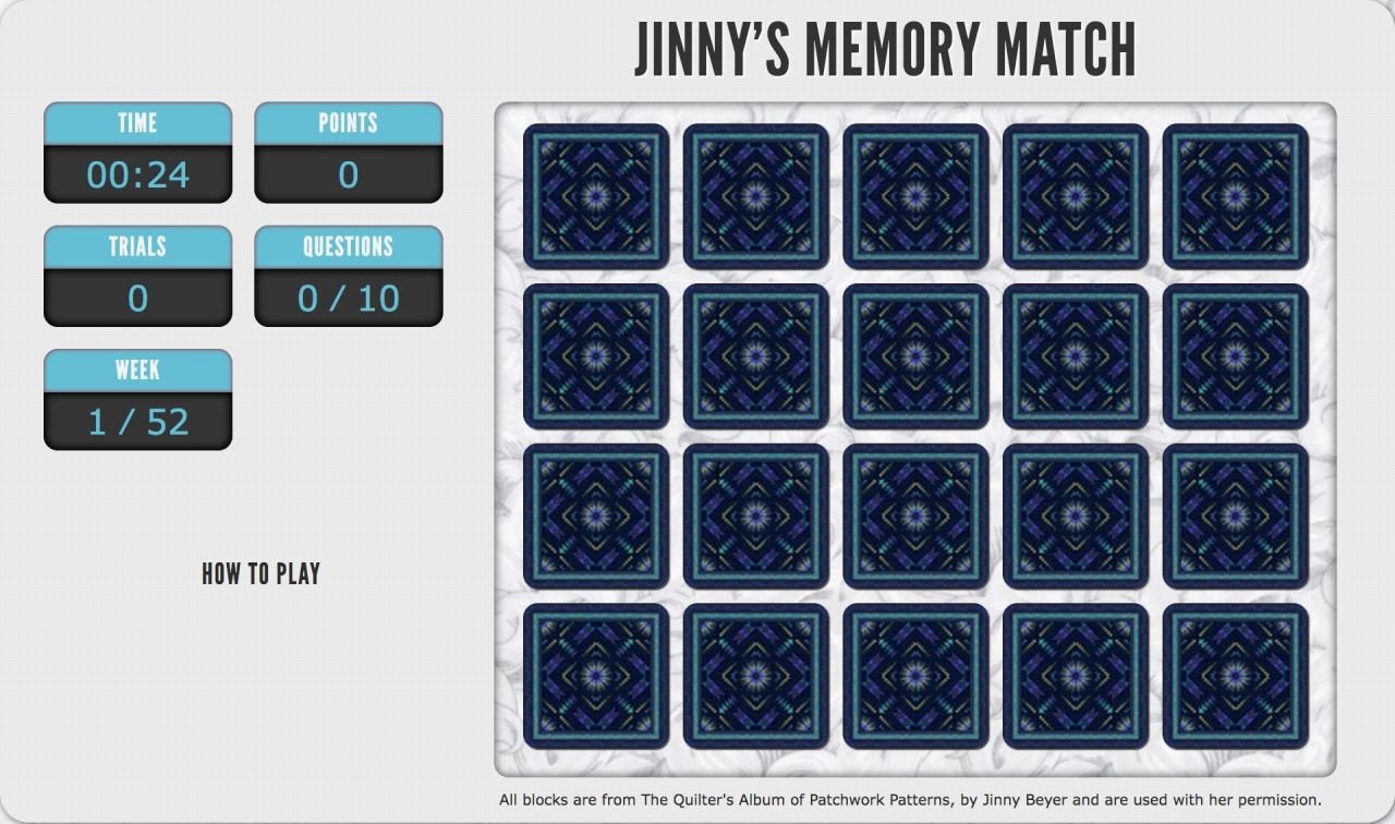 Play Jinny Beyer's Memory Match game for February 21, 2022