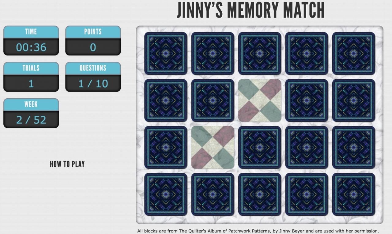 Play Jinny Beyer's Memory Match game for February 28, 2022