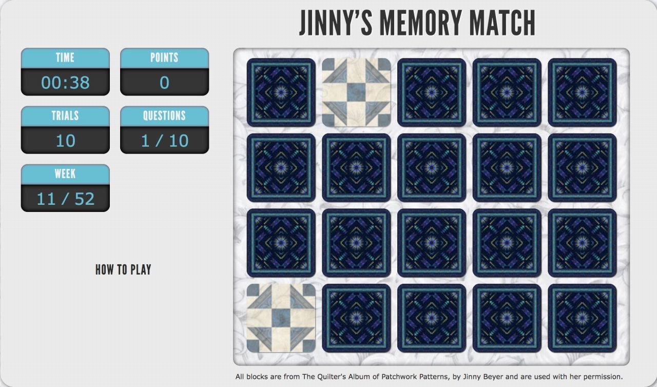 Play Jinny Beyer's Memory Match game for May 16, 2022
