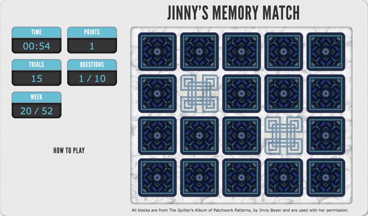 Play Jinny Beyer's Memory Match game for July 13, 2022