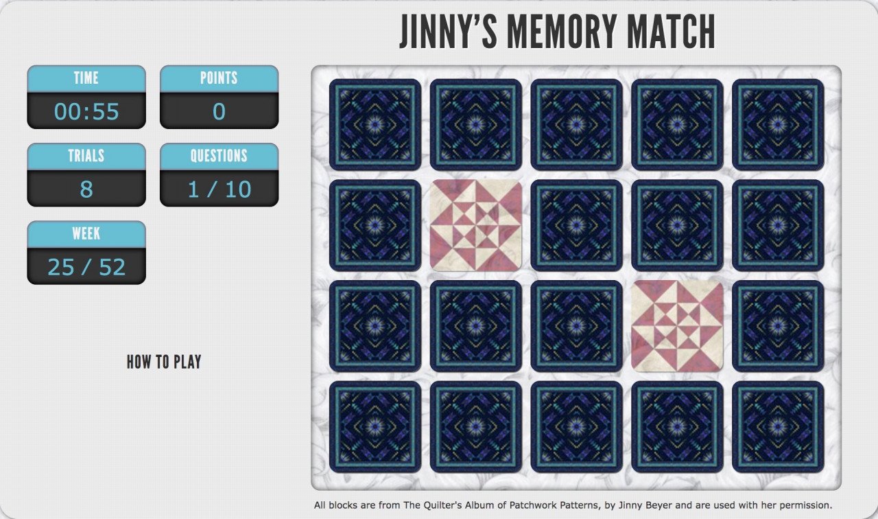 Play Jinny Beyer's Memory Match game for August 17, 2022