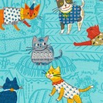 Powerful Animal Cats Oxford Cloth YGA-71000-1 C for Kokka USA - By The Half Yard