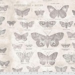 Monochrome by Tim Holtz Eclectic Elements PWTH004.PARCHMENT Butterflies for FreeSpirit Fabrics - By The Yard