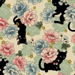 Hyakka Ryoran Neko - Mini Metallic QUGHR3450-11A Ecru for Quilt Gate - By The Half Yard