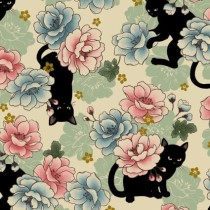 Hyakka Ryoran Neko - Mini Metallic QUGHR3450-11A Ecru for Quilt Gate