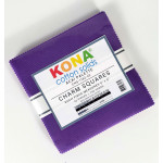 Kona Cotton Solids 5 inch squares pack by Robert Kaufman Fabrics - Acai Palette