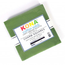 Kona Cotton Solids 5 inch squares pack - Leafy Greens Palette