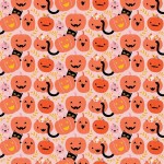Mystical Manor Pumpkin Cats 120-4687 Pink by PBS Fabrics- By The Yard