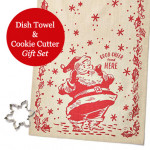 Cheery Dish Towel with Cookie Cutter - Santa